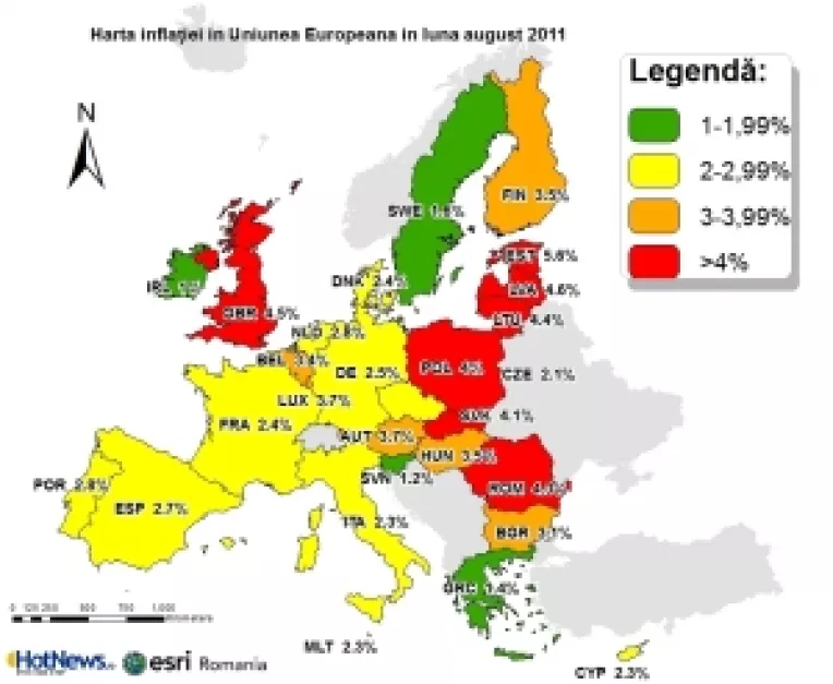 Inflatie anuala: Romania pe locul 5 in Uniunea Europeana