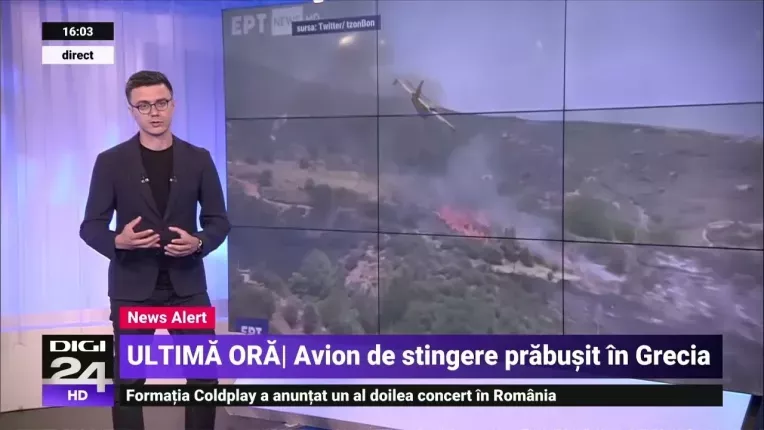 Momentul in care un avion pentru stingerea incendiilor se prabuseste in Grecia