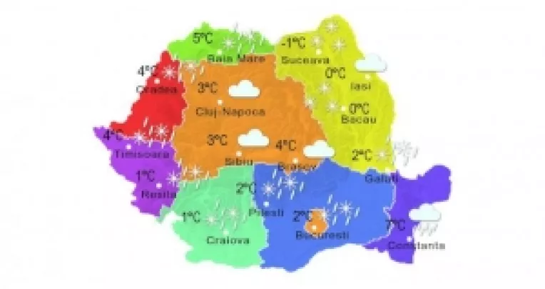 Prognoza meteo pe regiuni istorice, in perioada 16 - 30 Ianuarie 2017